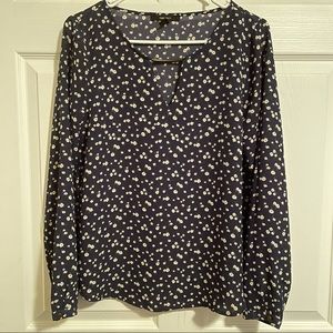 Dressy Blue Floral Long Sleeve Shirt